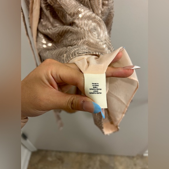 Free People Blush Sequin Swirl Dress with a Drape Neck - Picture 6 of 9